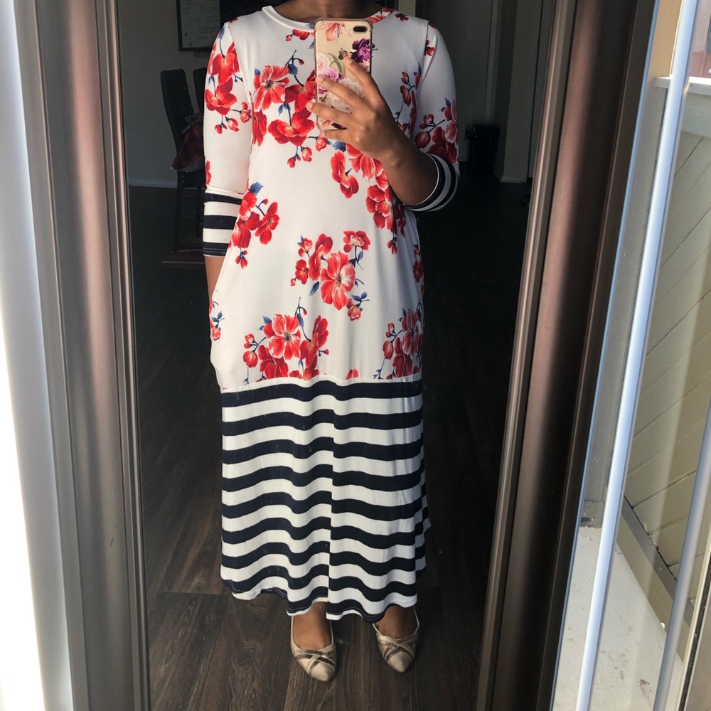 Floral Striped High-low Dress
